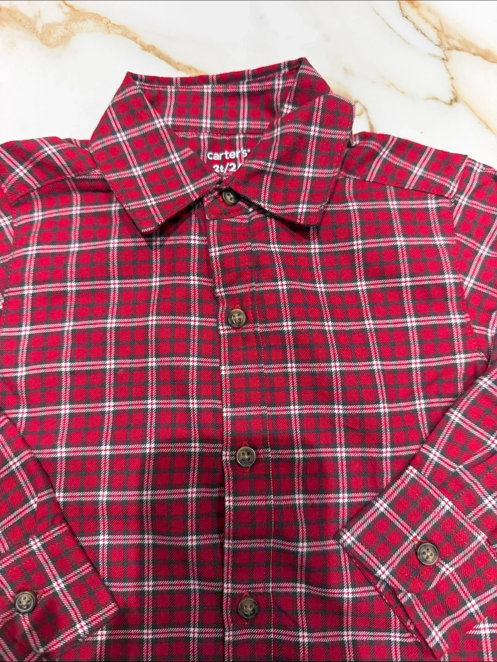Carter's Red Plaid Button-Down Shirt 2T